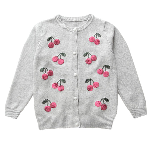 Baby Kid Girls Color-blocking Fruit Crochet Cardigan