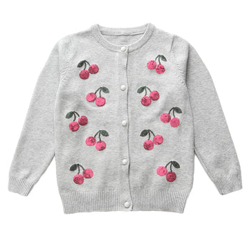 Kid Girls Fruit Embroidered Cardigan