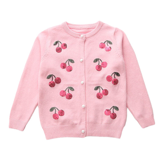 Kid Girls Fruit Embroidered Cardigan