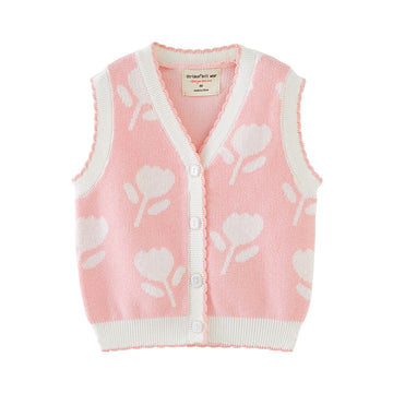 Baby Kid Girls Color-blocking Flower Crochet Print Vests Waistcoats