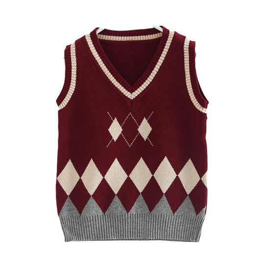 Unisex Striped Crochet Vests Waistcoats