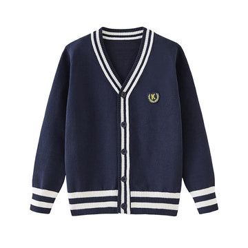 Kid Unisex Striped Color-blocking Crochet Cardigan