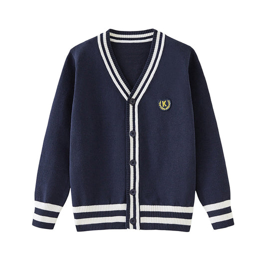 Kid Unisex Striped Color-blocking Crochet Cardigan