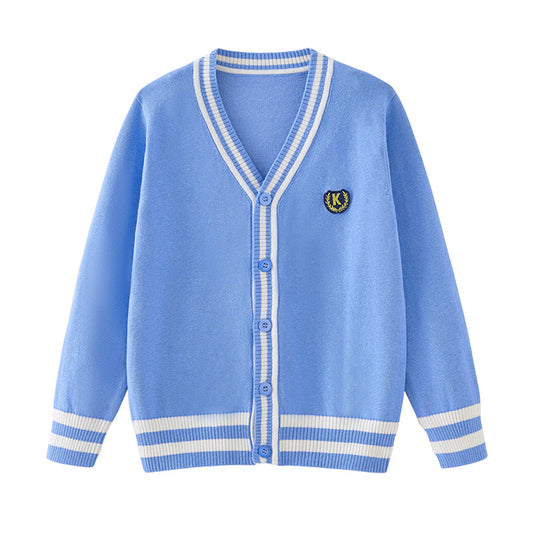 Kid Unisex Striped Color-blocking Crochet Cardigan