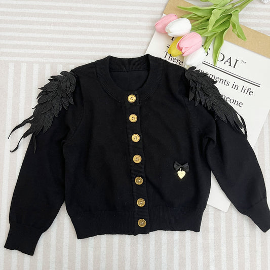 Baby Kid Girls Solid Color Wings Cardigan