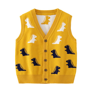 Baby Kid Unisex Dinosaur Crochet Vests Waistcoats