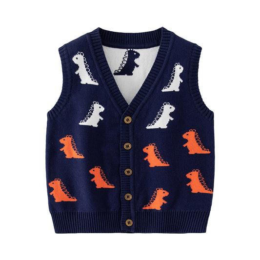 Baby Kid Unisex Dinosaur Crochet Vests Waistcoats