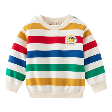 Baby Kid Boys Striped Color-blocking Hoodies Swearshirts