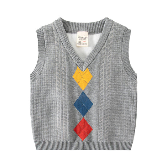 Baby Kid Boys Checked Crochet Vests Waistcoats