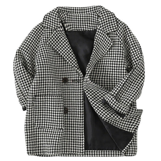 Cute Baby Kid Unisex Houndstooth Coats