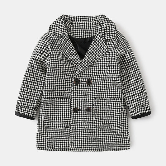 Cute Baby Kid Unisex Houndstooth Coats