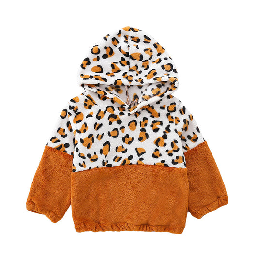 Baby Kid Unisex Color-blocking Leopard print Hoodies Swearshirts