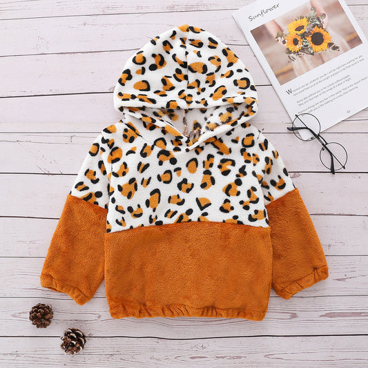 Baby Kid Unisex Color-blocking Leopard print Hoodies Swearshirts