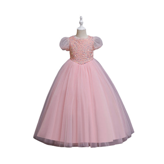 Kid Girls Solid Color Dressy Party Dresses Princess Dresses