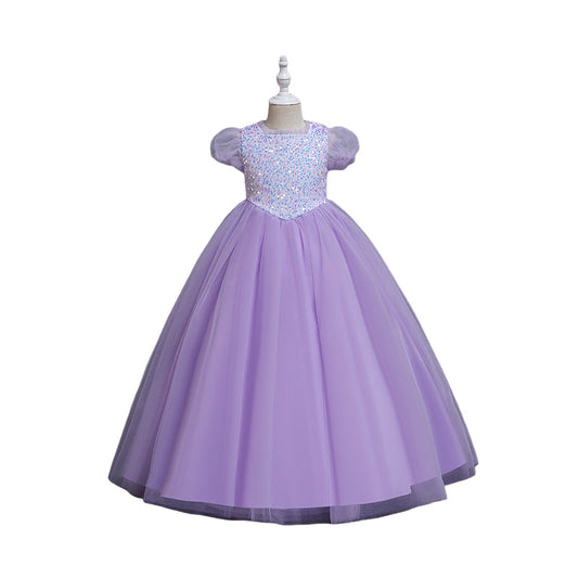 Kid Girls Solid Color Dressy Party Dresses Princess Dresses