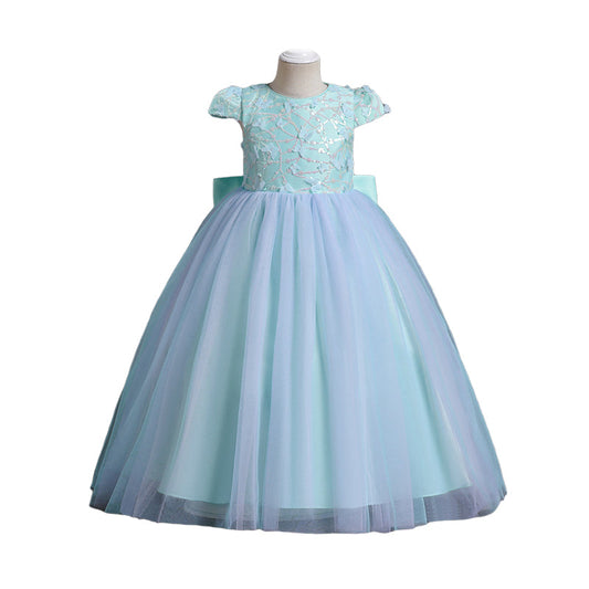 Kid Girls Color-blocking Butterfly Bow Birthday Party Princess Dresses