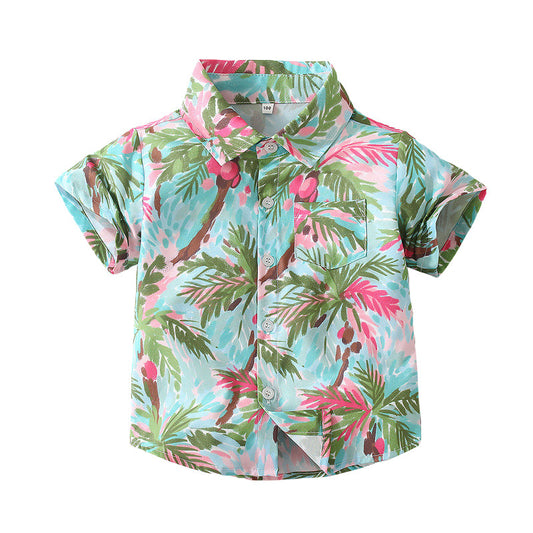 Baby Kid Boys Tropical print Beach Shirts