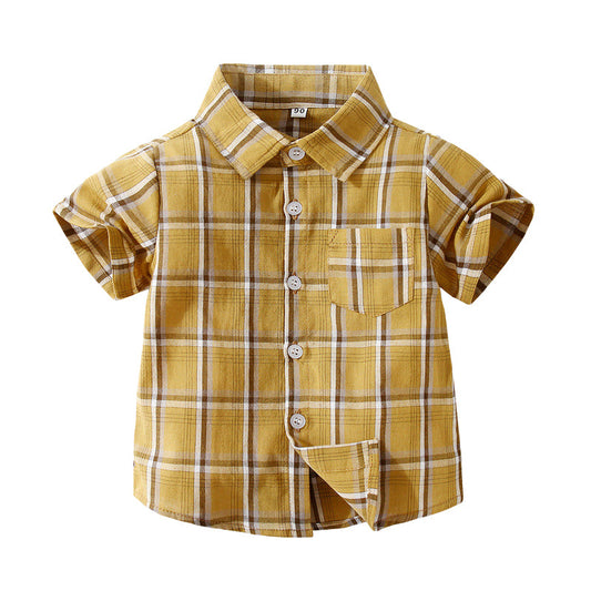 Baby Kid Boys Color-blocking Checked Shirts