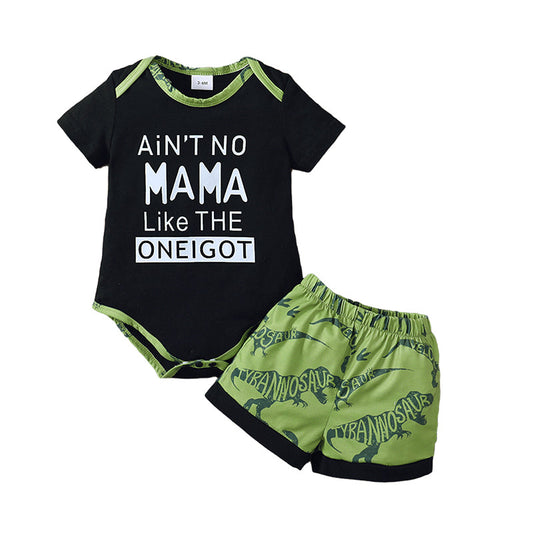 3 Pieces Set Baby Girls Letters Print Rompers Dinosaur And Shorts And Others accessories