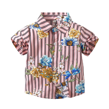 Baby Kid Boys Striped Flower Print Shirts