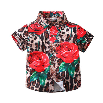 Baby Kid Boys Flower Leopard Print Shirts