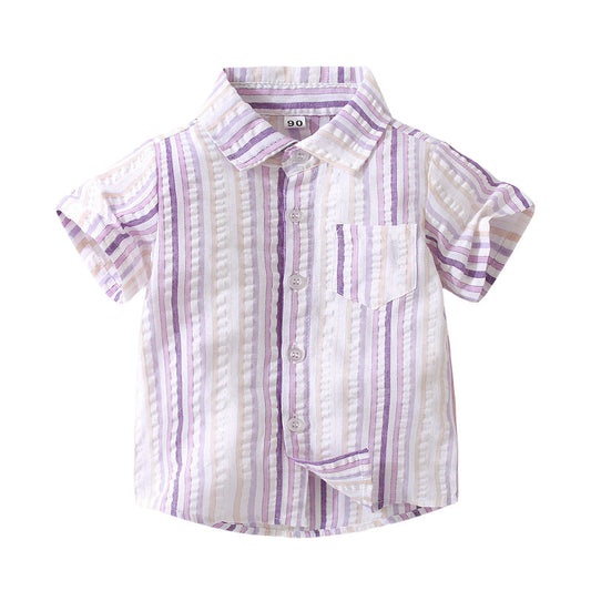 Baby Kid Boys Striped Color-blocking Shirts