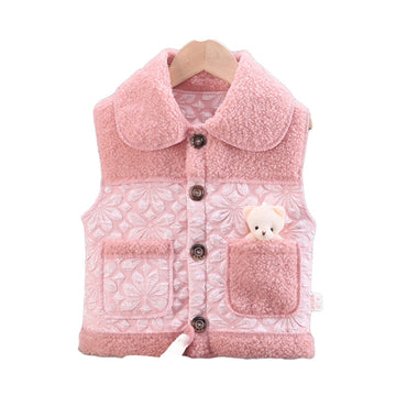 Baby Kid Girls Color-blocking Cartoon Vests Waistcoats