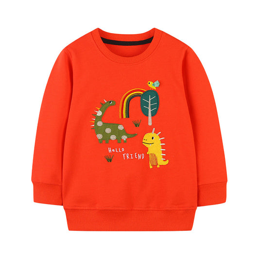 Baby Kid Boys Letters Cartoon Embroidered Hoodies Swearshirts