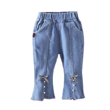 Baby Kid Girls Bow Pants Jeans