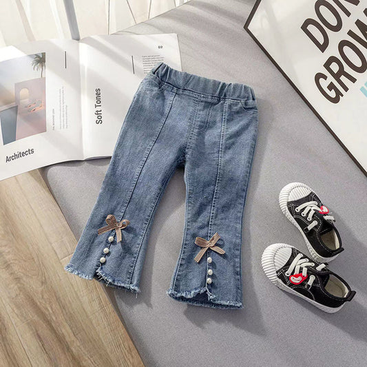 Baby Kid Girls Bow Pants Jeans