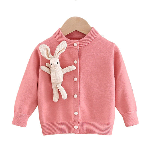 Baby Kid Girls Solid Color Animals Cardigan Knitwear