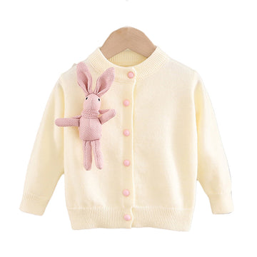 Baby Kid Girls Solid Color Animals Cardigan Knitwear