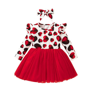 Baby Kid Girls Love heart Print Valentine's Day Dresses