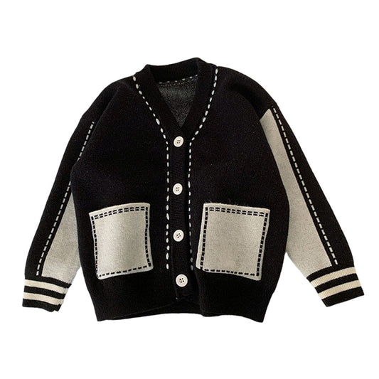 Baby Kid Unisex Striped Color-blocking Crochet Cardigan