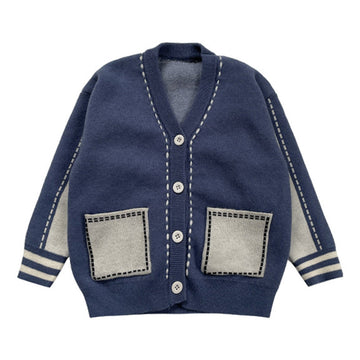 Baby Kid Unisex Striped Color-blocking Crochet Cardigan