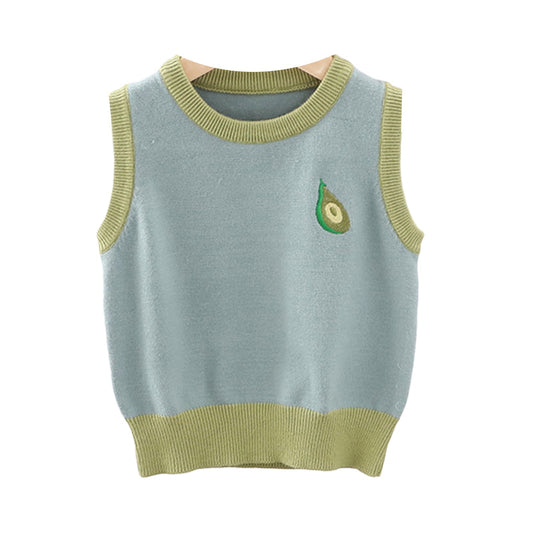 Cute Baby Kid Unisex Fruit Embroidered Vests Waistcoats Knitwear