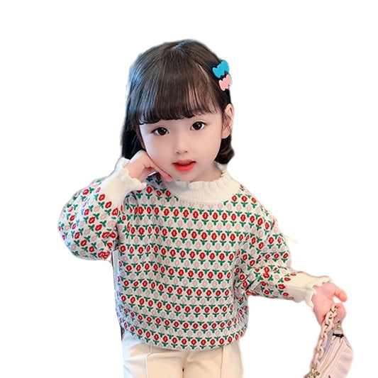 Baby Kid Girls Striped Flower Sweaters Knitwear