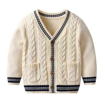 Baby Kid Boys Color-blocking Crochet Cardigan