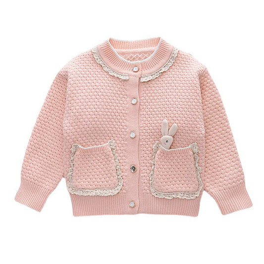 Baby Kid Girls Cartoon Lace Crochet Cardigan