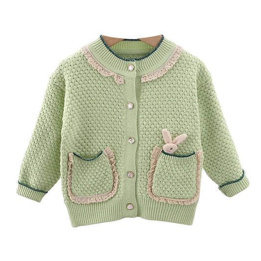 Baby Kid Girls Cartoon Lace Crochet Cardigan