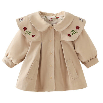 Baby Kid Girls Flower Cartoon Embroidered Jackets Outwears