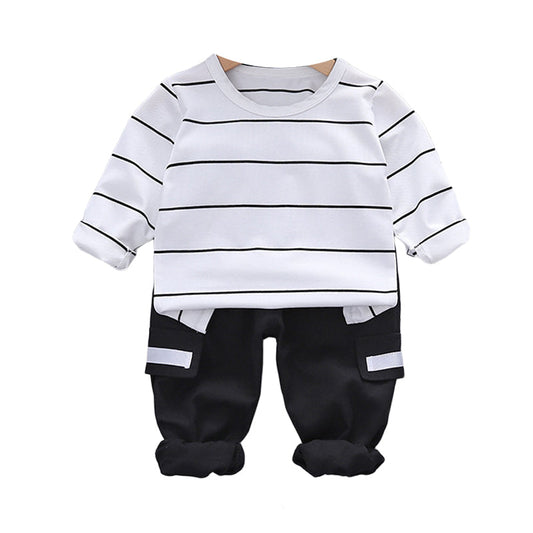 2 Pieces Set Baby Kid Girls Striped Print Tops And Pants