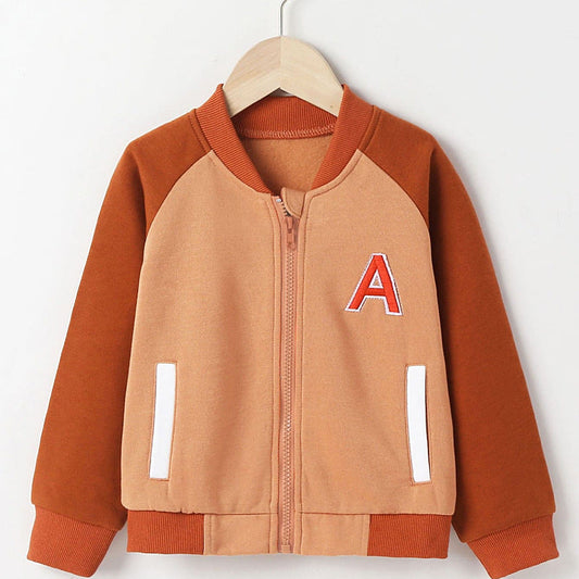 Baby Kid Boys Color-blocking Alphabet Jackets Outwears