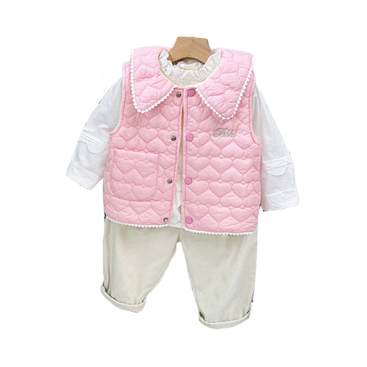 Baby Kid Girls Letters Color-blocking Embroidered Vests Waistcoats