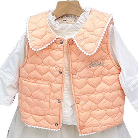 Baby Kid Girls Letters Color-blocking Embroidered Vests Waistcoats