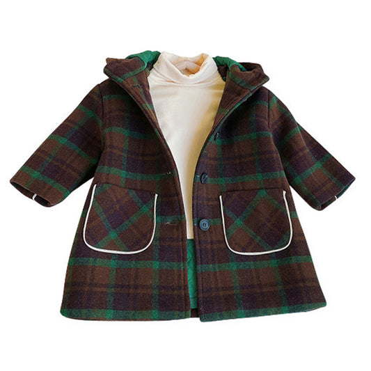 Fashion Baby Kid Unisex Checked Coats