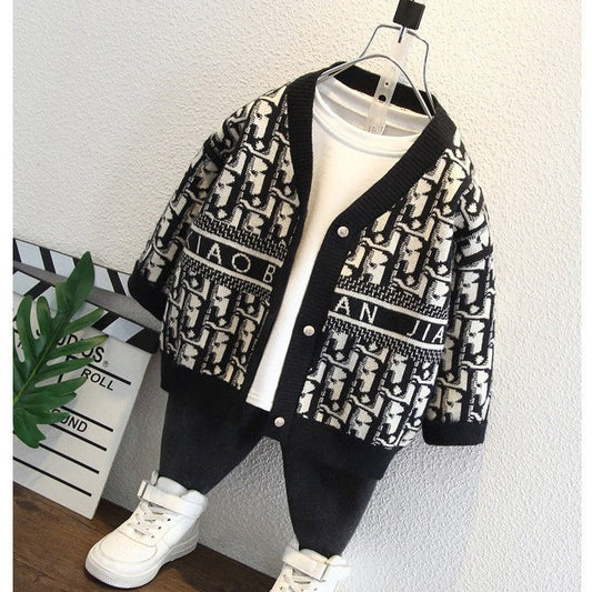 Baby Kid Unisex Letters Crochet Graphic Cardigan