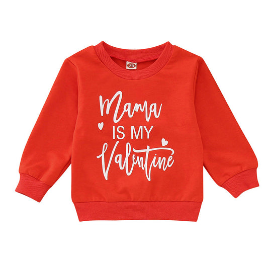 Fashion Baby Kid Girls Letters Love heart Print Valentine's Day Hoodies Swearshirts