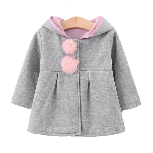 Baby Kid Girls Solid Color Cartoon Coats