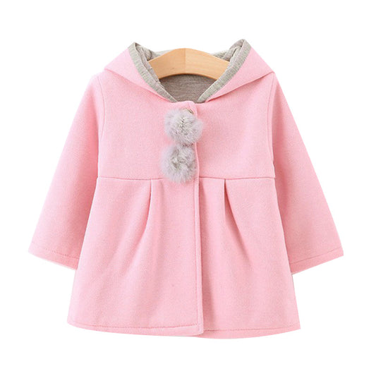 Baby Kid Girls Solid Color Cartoon Coats